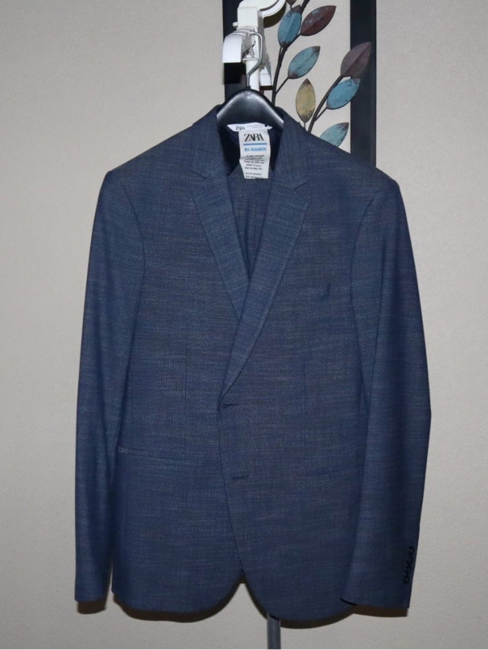 Zara Men's Bi-Namik Stretch Navy Textured Blazer